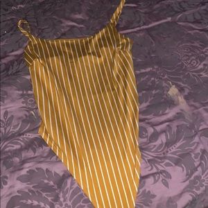 Yellow white strip bodysuit